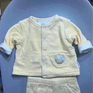 Vintage 100% cotton baby 2pc stork lil bundle embroidered quilted set no flaws